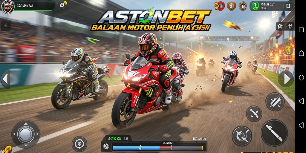 Screenshot menunjukkan aksi balapan mendebarkan di ASTONBET.