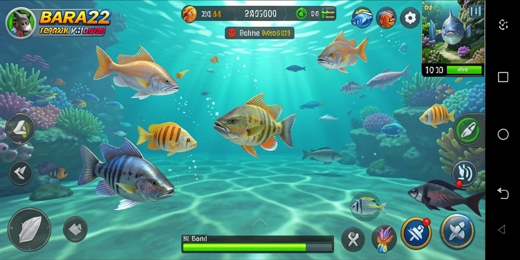 Tampilan gameplay seru Tembak Ikan dengan efek visual memukau.