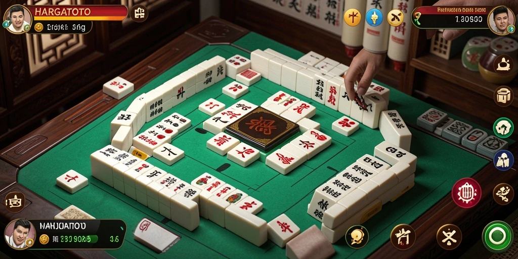 Tangkapan layar HARGATOTO menampilkan gameplay Mahjong yang seru.