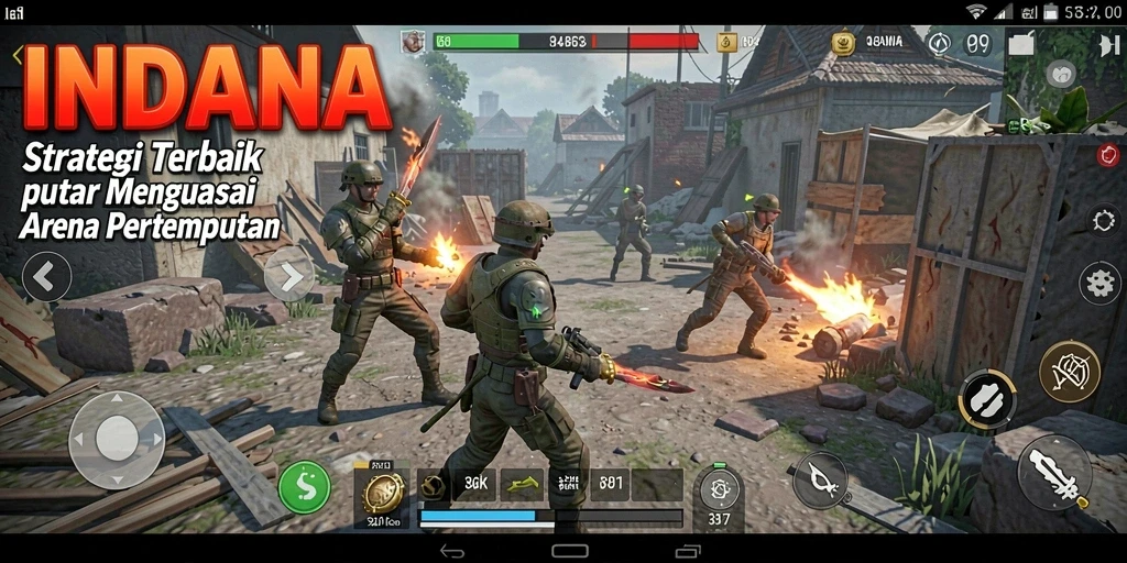 Tampilan gameplay seru di arena pertempuran strategi INDAAA.