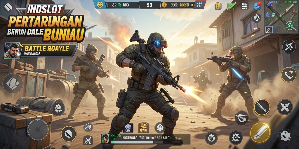 Screenshot gameplay seru dari INDSLOT di medan Battle Royale.