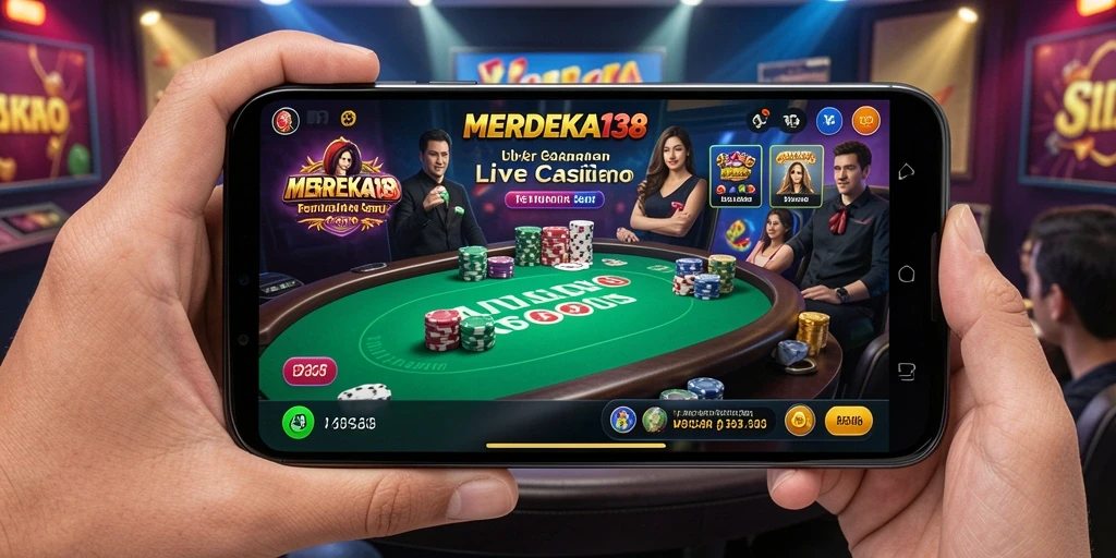 Tampilan gameplay Live Casino yang seru dan interaktif di MERDEKA138.