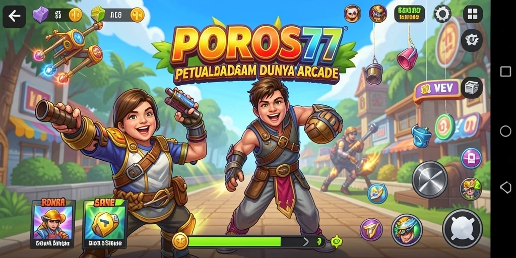 Screenshot utama POROS77 menampilkan aksi gameplay seru dalam dunia arcade.