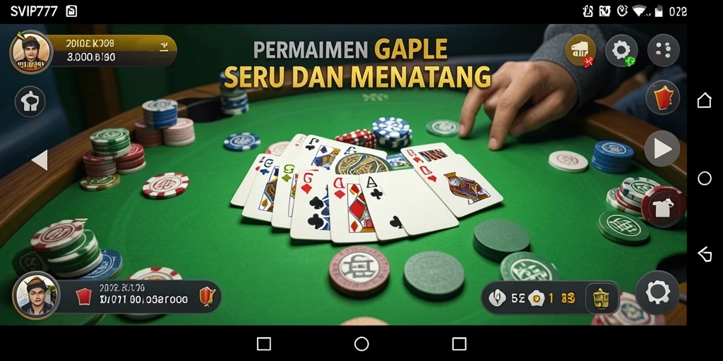 Screenshot gameplay SVIP777 dalam suasana permainan Gaple yang seru.