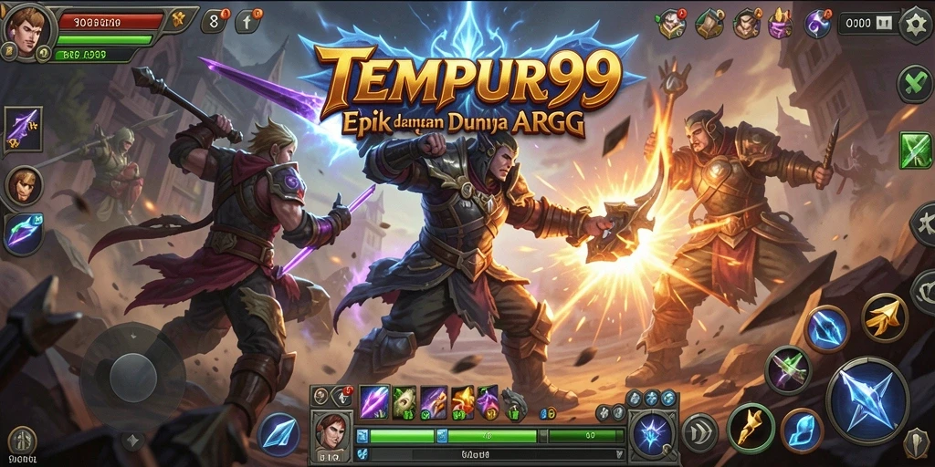 Tangkapan layar dari gameplay <strong>TEMPUR99</strong> yang menampilkan pertarungan epik.