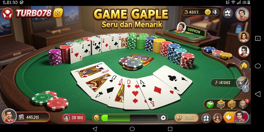 Tampilan gameplay TURBO78 dengan suasana Gaple yang menyenangkan.