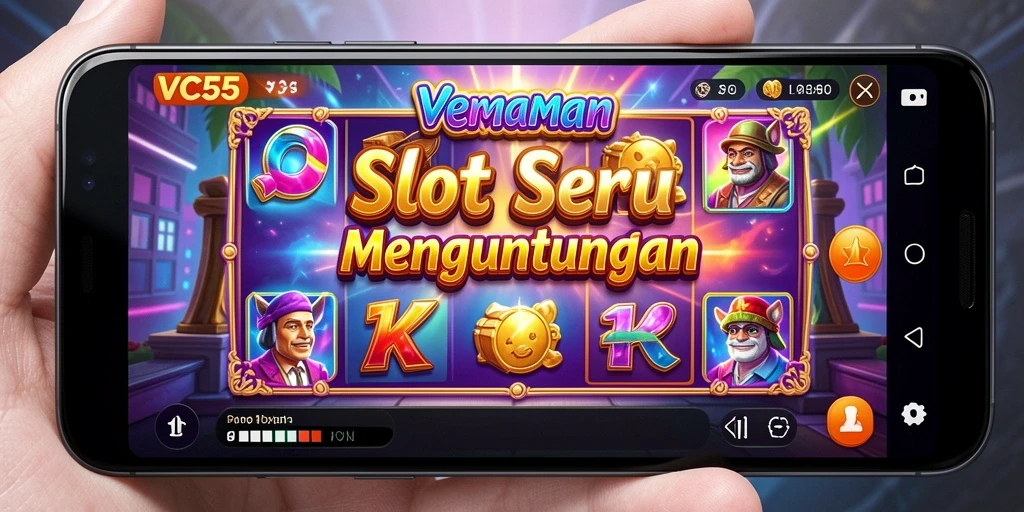 Tampilan gameplay VC55 dengan berbagai tema slot yang menarik.